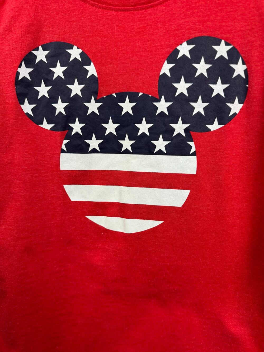 Disney Girls Patriotic Mickey Mouse Ears Red Shirt, Size M